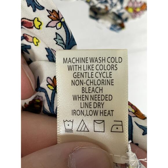 Max Studio Blouse Womens Large White Floral Smocked Peasant Square Neck Boho - Picture 8 of 9